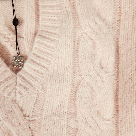 Rumored Oversized V Neck Cable Knit Sweater Size XS Pink New - Picture 5 of 8